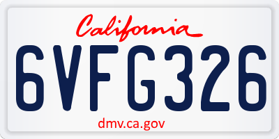 CA license plate 6VFG326