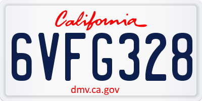 CA license plate 6VFG328