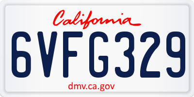 CA license plate 6VFG329