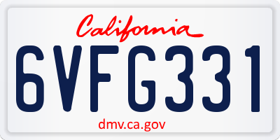 CA license plate 6VFG331