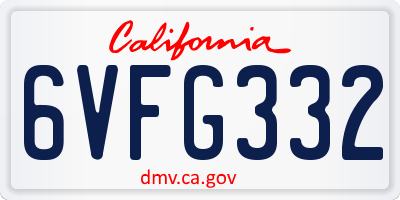 CA license plate 6VFG332