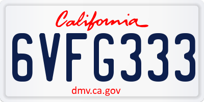 CA license plate 6VFG333