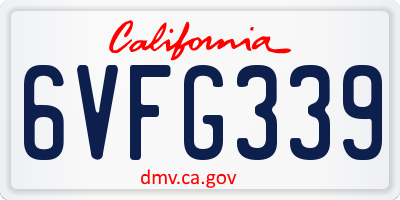 CA license plate 6VFG339