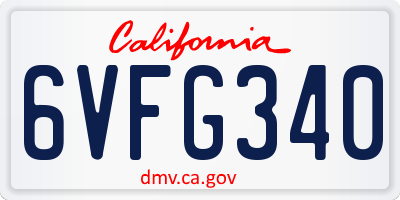 CA license plate 6VFG340