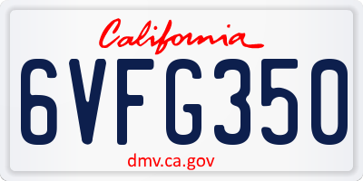 CA license plate 6VFG350