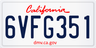 CA license plate 6VFG351