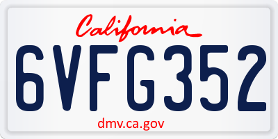 CA license plate 6VFG352