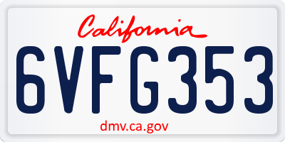 CA license plate 6VFG353