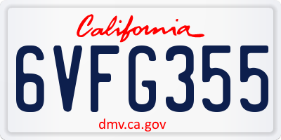 CA license plate 6VFG355