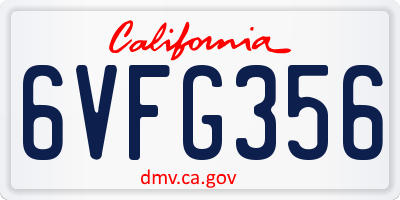 CA license plate 6VFG356