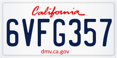 CA license plate 6VFG357