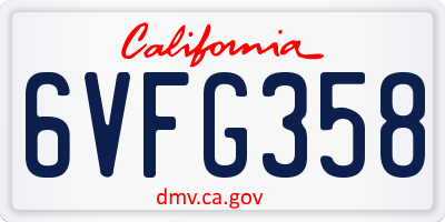 CA license plate 6VFG358