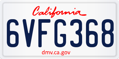 CA license plate 6VFG368