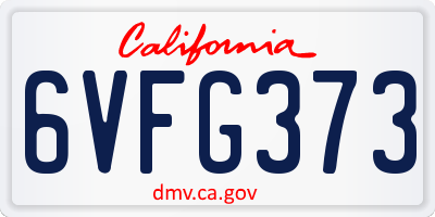 CA license plate 6VFG373