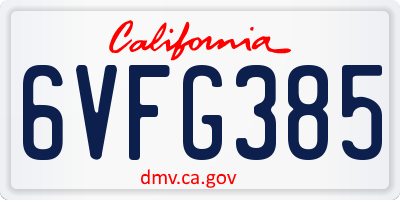 CA license plate 6VFG385