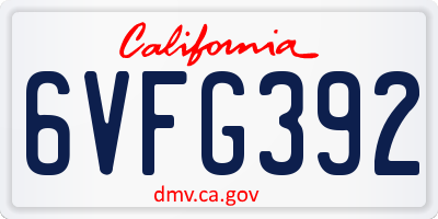 CA license plate 6VFG392