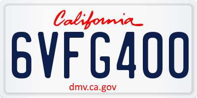 CA license plate 6VFG400