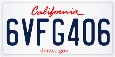 CA license plate 6VFG406