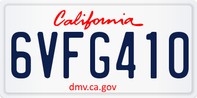 CA license plate 6VFG410