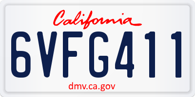 CA license plate 6VFG411