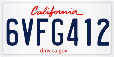 CA license plate 6VFG412