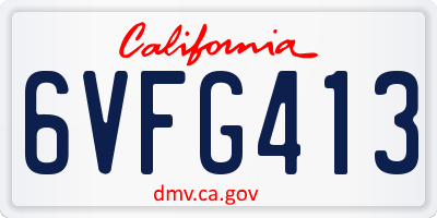 CA license plate 6VFG413