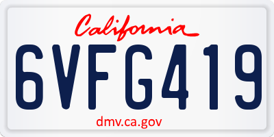 CA license plate 6VFG419