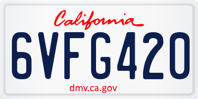 CA license plate 6VFG420