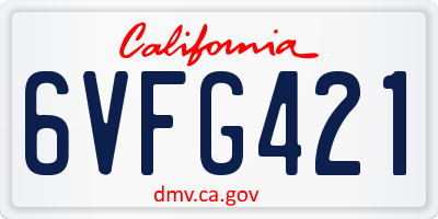 CA license plate 6VFG421