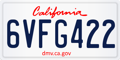 CA license plate 6VFG422