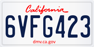 CA license plate 6VFG423
