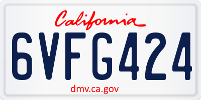 CA license plate 6VFG424