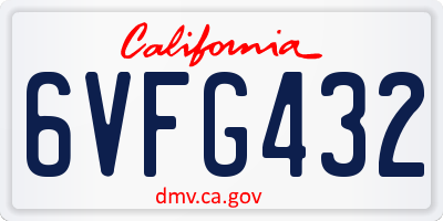CA license plate 6VFG432