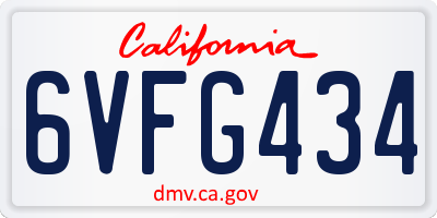 CA license plate 6VFG434