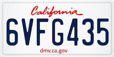 CA license plate 6VFG435