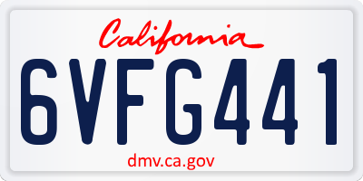 CA license plate 6VFG441