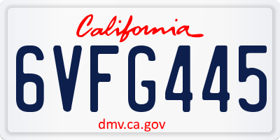 CA license plate 6VFG445