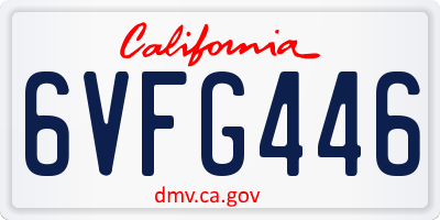 CA license plate 6VFG446