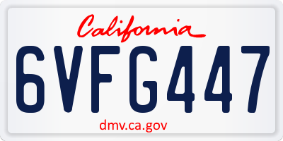 CA license plate 6VFG447