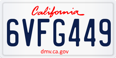 CA license plate 6VFG449
