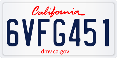 CA license plate 6VFG451