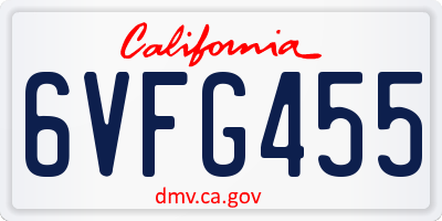 CA license plate 6VFG455