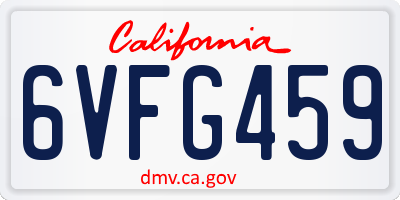 CA license plate 6VFG459