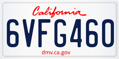 CA license plate 6VFG460