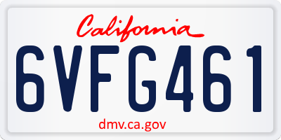 CA license plate 6VFG461