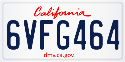 CA license plate 6VFG464