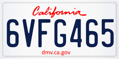 CA license plate 6VFG465