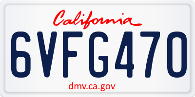 CA license plate 6VFG470