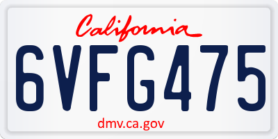 CA license plate 6VFG475
