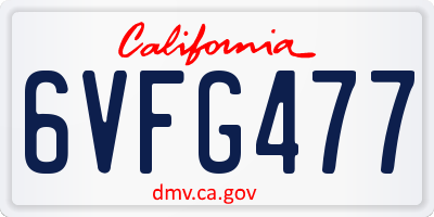 CA license plate 6VFG477